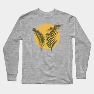 Tropical Leaves Silhouette Long Sleeve T-Shirt